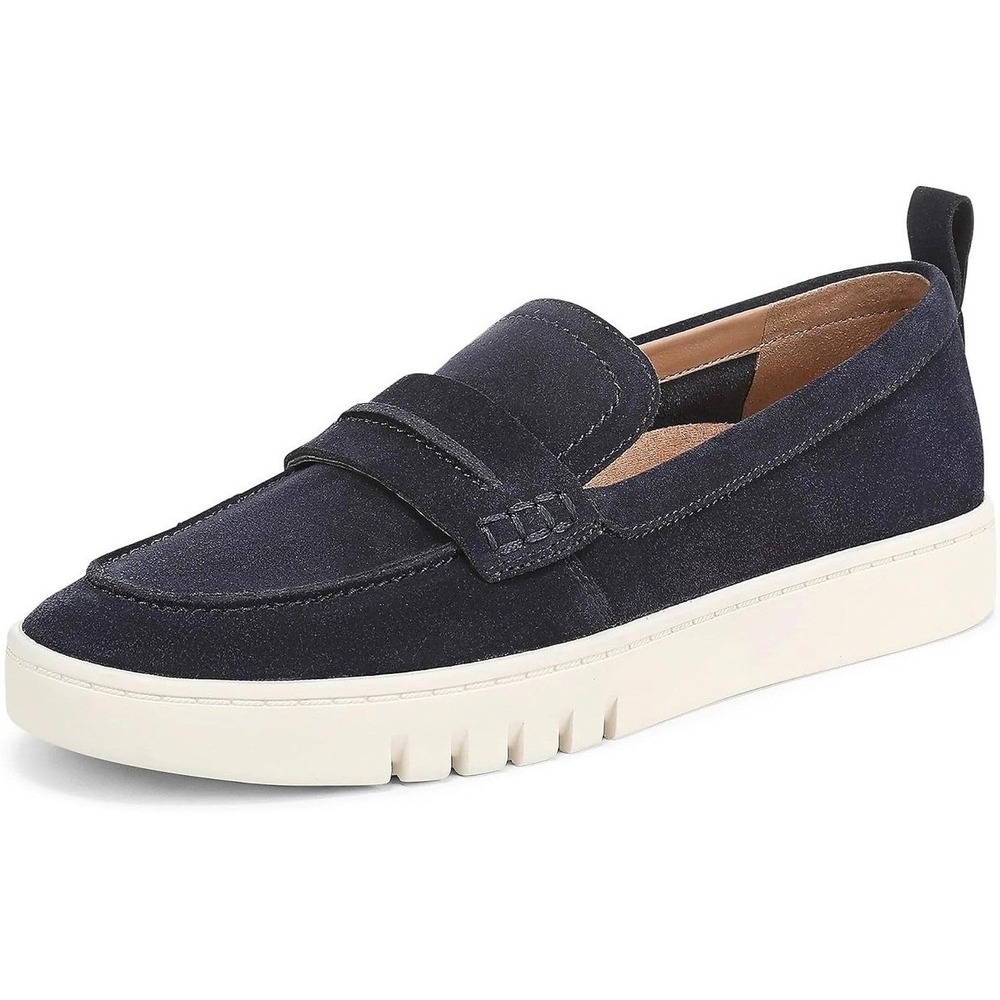 Vionic Chantel Womens 6 Navy Blue Suede Platform Penny‎ Loafer Sneaker Shoes New